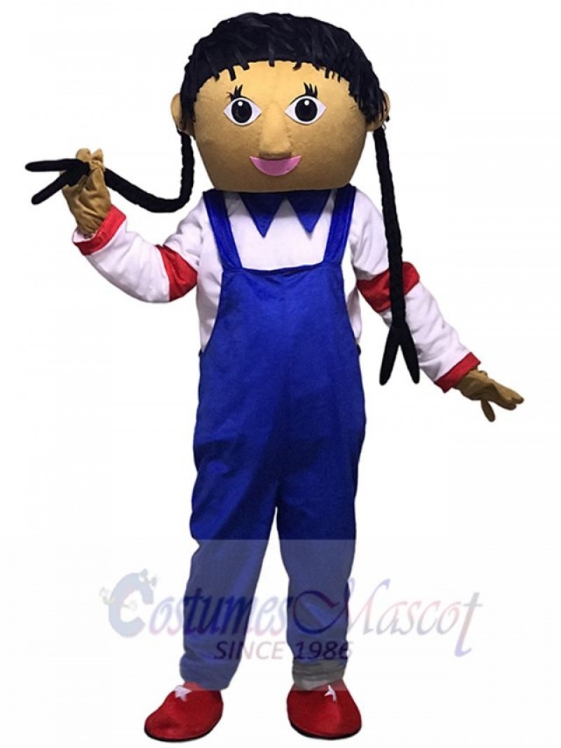 Blue Overalls Cowgirl Mascot Costumes