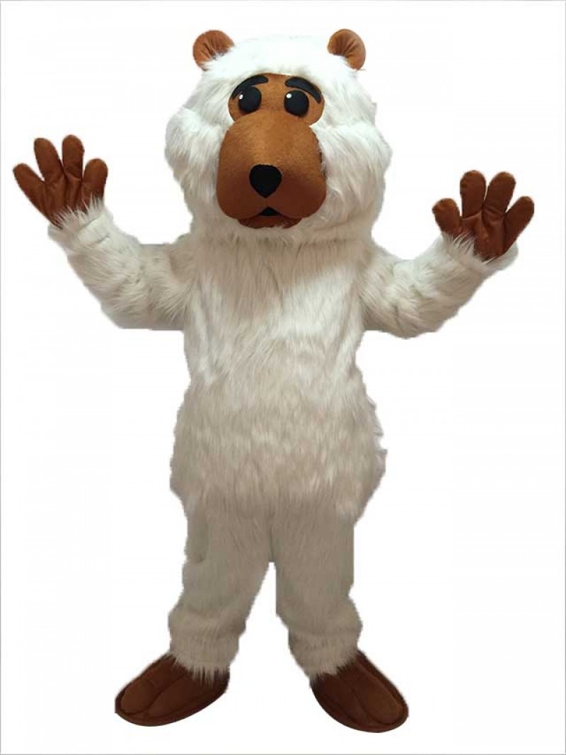 High Quality Realistic Animal White Plush Boris Bear Mascot Costume