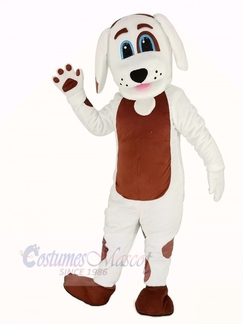 White Dog with Brown Belly Mascot Costume