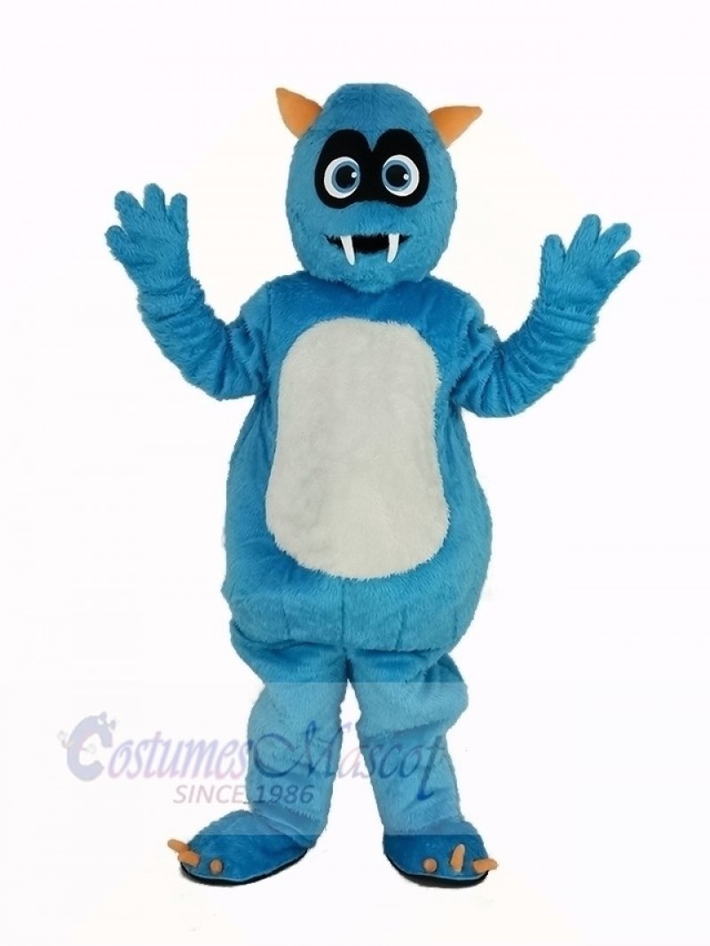 Fluffy Blue Monster Mascot Costume Cartoon