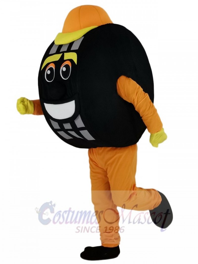 Orange Auto Tyre Cab Tire Mascot Costume Cartoon