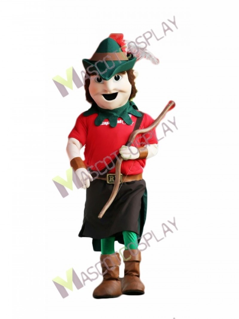 High Quality Adult Robin Hood Mascot Costume in Green Hat