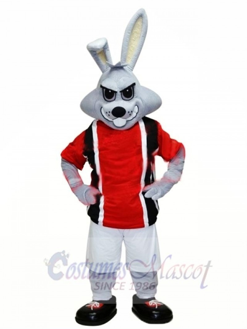 Sporty Gray Rabbit Mascot Costume 