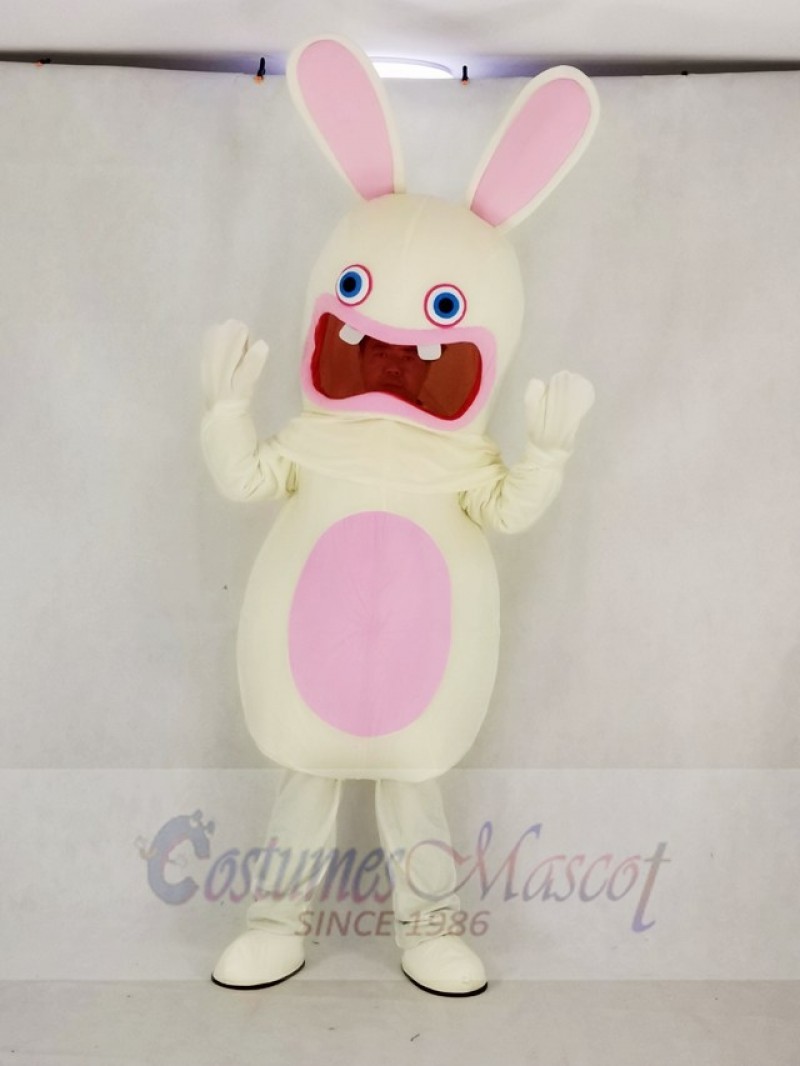 Rayman Raving Rabbit with Blue Eyes Mascot Costume Cartoon