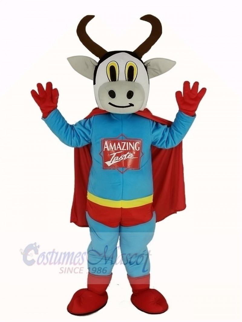 Super Cow Cattle with Red Cloak Mascot Costume