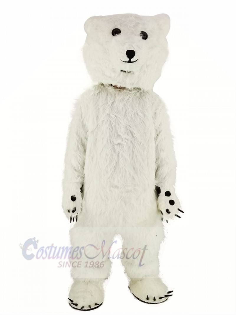 White Fluffy Polar Bear Mascot Costume