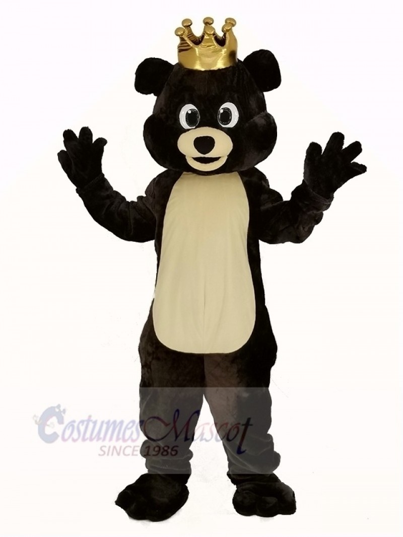 Dark Brown King Bear Mascot Costume Animal