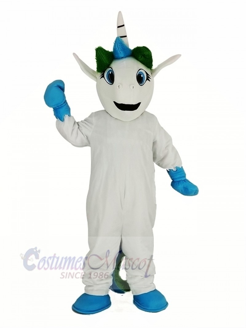 Blue Unicorn Mascot Costume Cartoon	