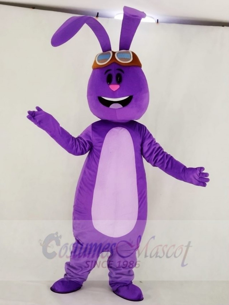 Purple Bunny Rabbit with Long Ears Mascot Costume School 	