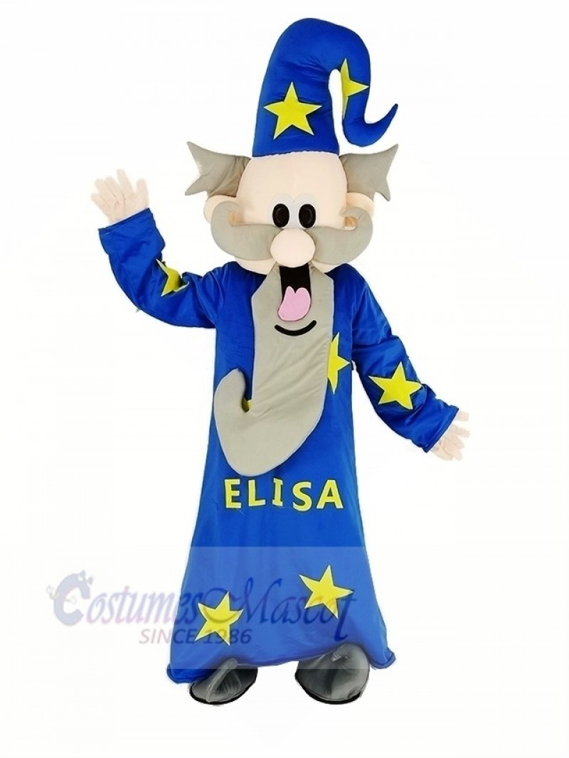 Wizard Magician with Blue Coat Mascot Costume People