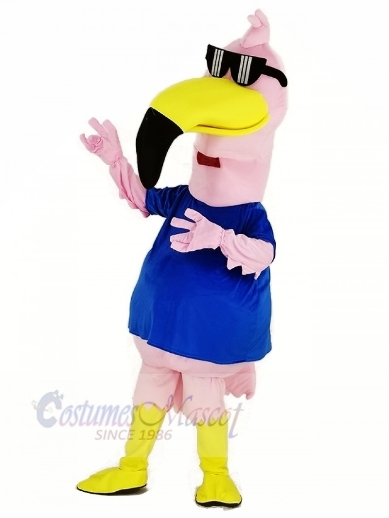 Pink Flamingo Bird with Sunglasses Mascot Costume Animal