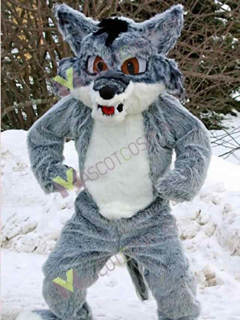 Fierce Gray Snow Fox Mascot Costume