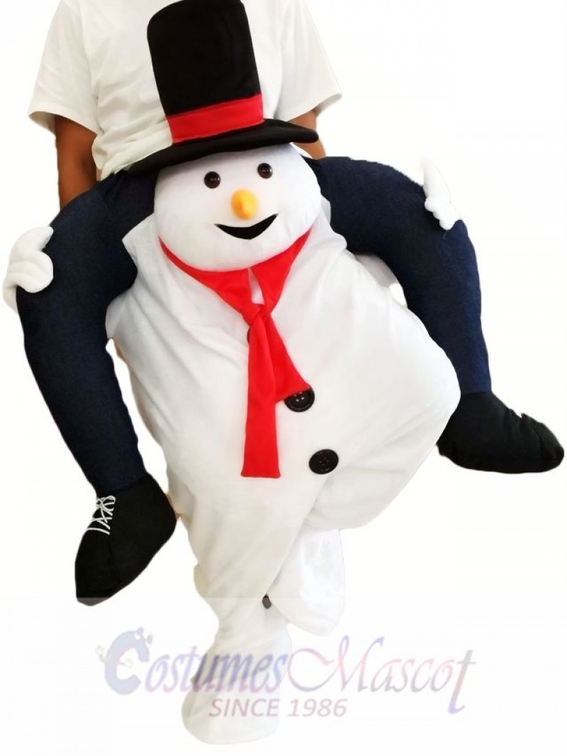 Piggyback Snowman Carry Me Ride White Snowman Mascot Costume