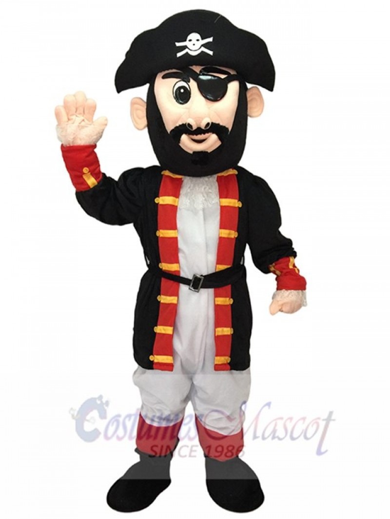 Hot Sale Adorable Realistic Black and Red Captain Blythe Pirate Mascot Costume