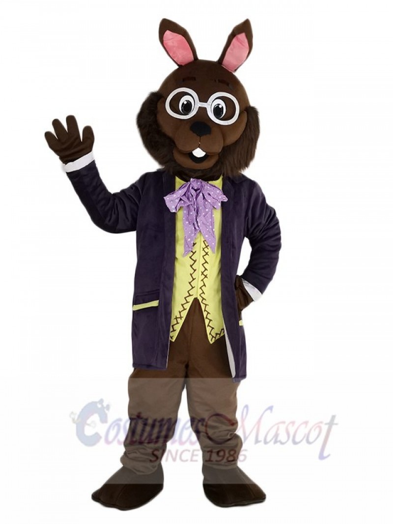 Mr.Bunny Rabbit in Purple Tuxedo Mascot Costume Animal
