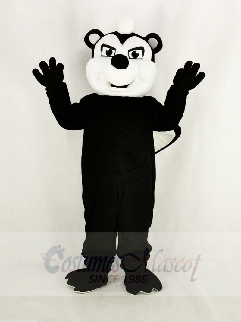 Realistic Black Stinky Skunk Mascot Costume Cartoon