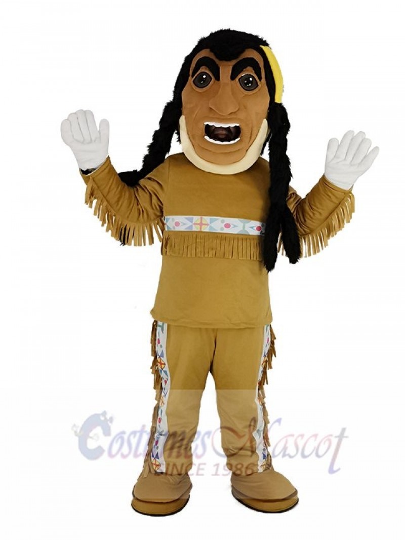 Funny Yellow Feathers Indian Mascot Costume