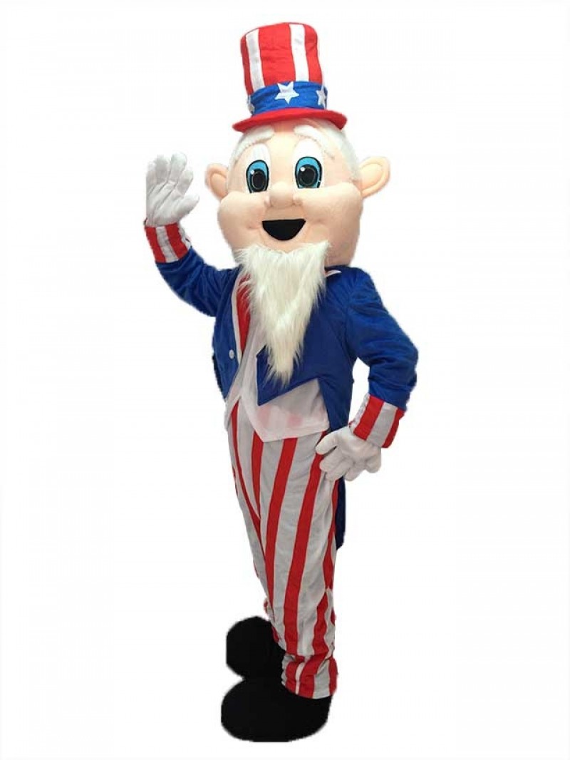 Hot Sale Adorable Realistic New Uncle Sam Patriotic Mascot Costume with Black Tuxedo