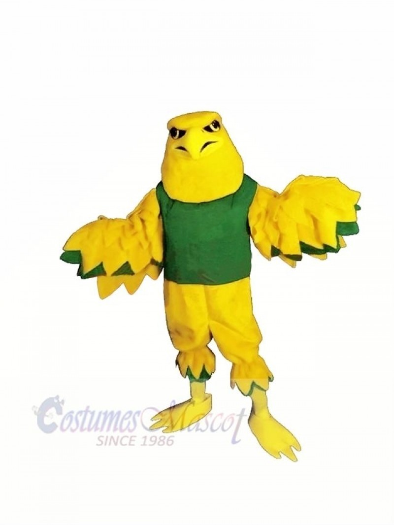 Yellow Eagle with Green Vest Mascot Costumes Cartoon