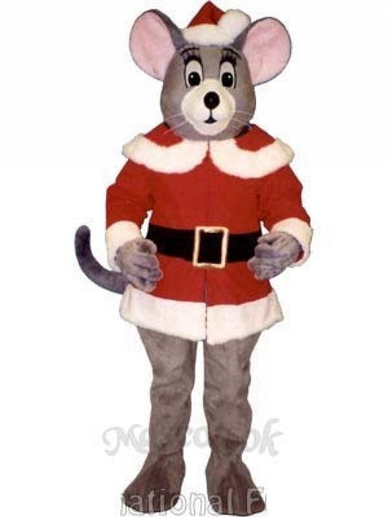 Noel Mouse with Santa Coat & Hat Christmas Mascot Costume