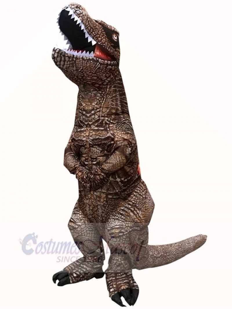 Dark Brown Tyrannosaurus T-Rex Dinosaur Inflatable Costume Halloween Xmas for Adult