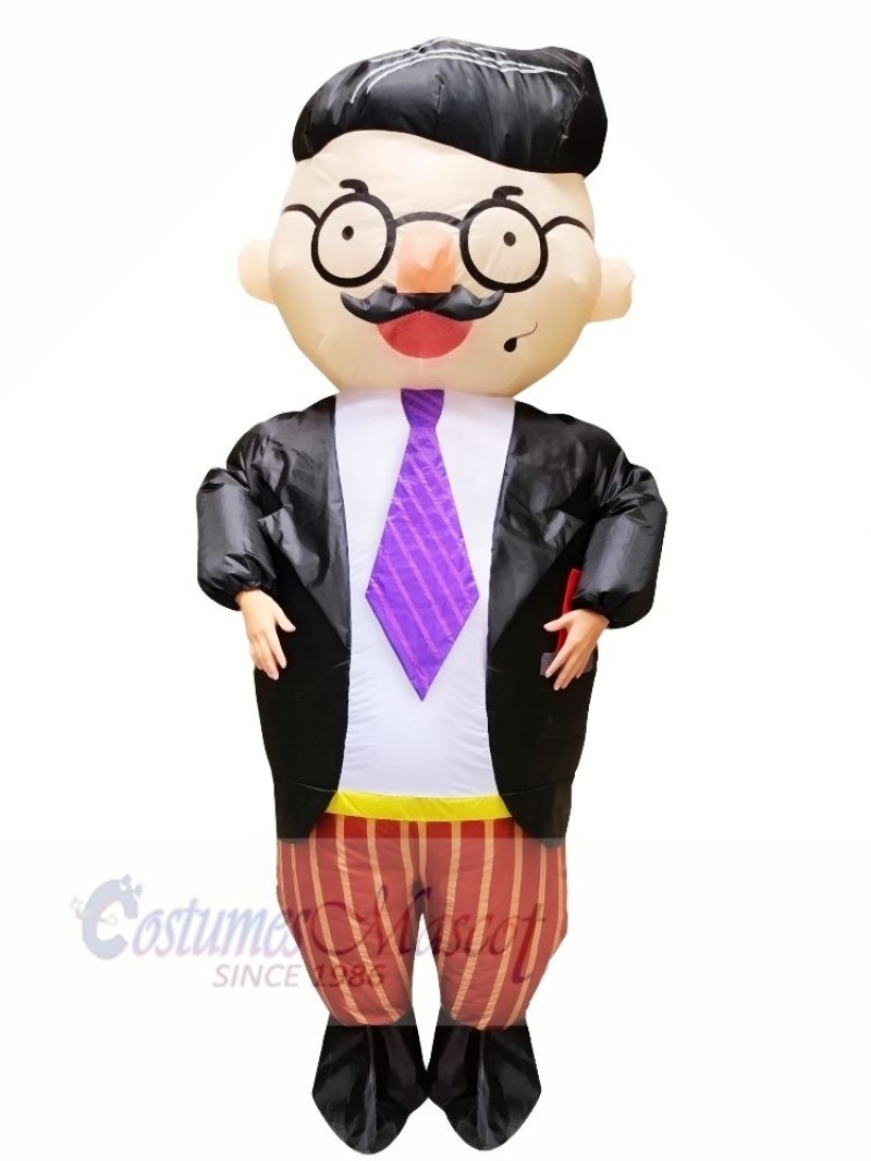 Handsome Boss with Glasses Inflatable Mascot Costumes Cartoon