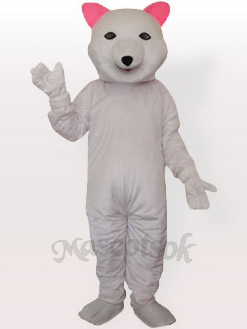 Pink Ear Polar Bear Adult Mascot Costume