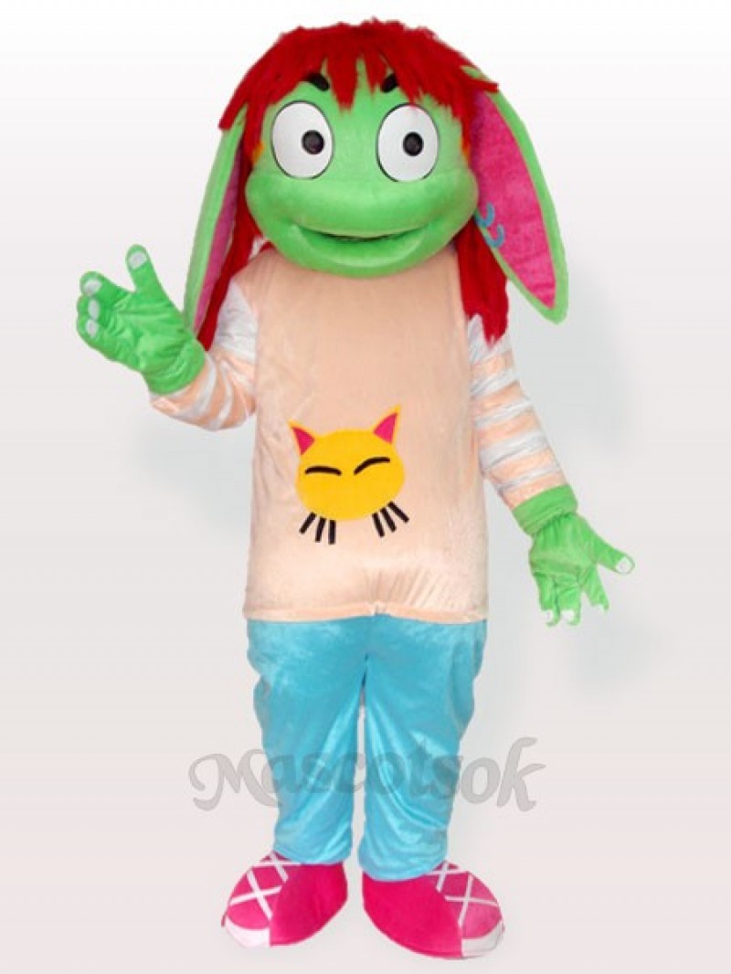 Handsome Dudu Pink Shirt and Blue Trousers Adult Mascot Costume