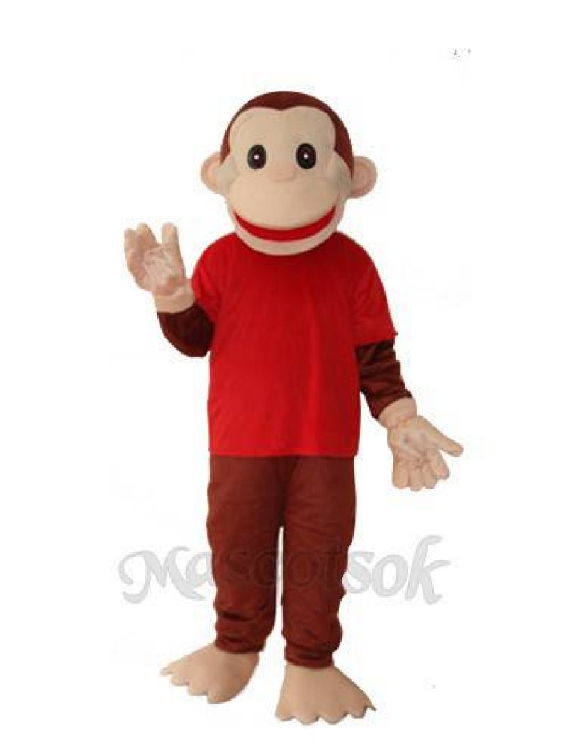 Happy Monkey in Red Shirts Mascot Adult Costume