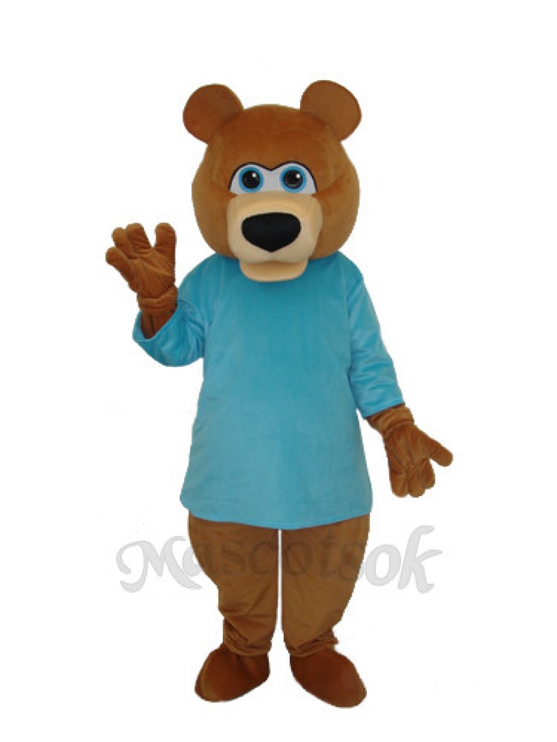 Mr.Bear in Blue T-shirt Mascot Adult Costume