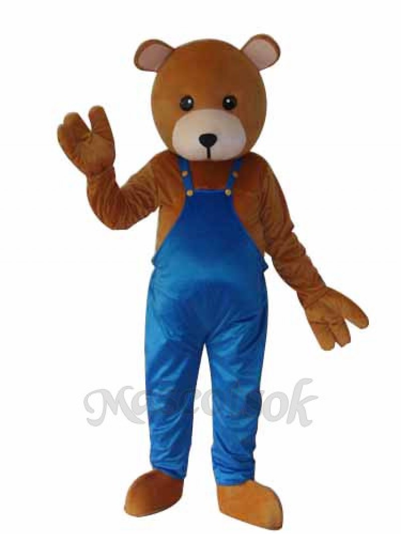 Teddy Bear in Overalls Mascot Adult Costume