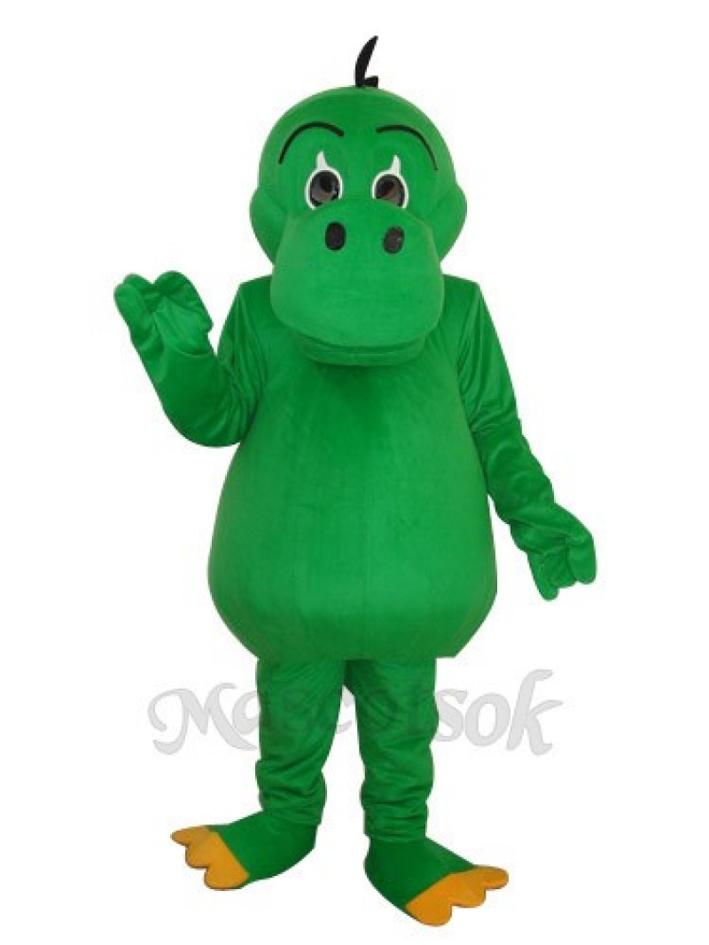 Round Mouth Green Dinosaur Mascot Adult Costume