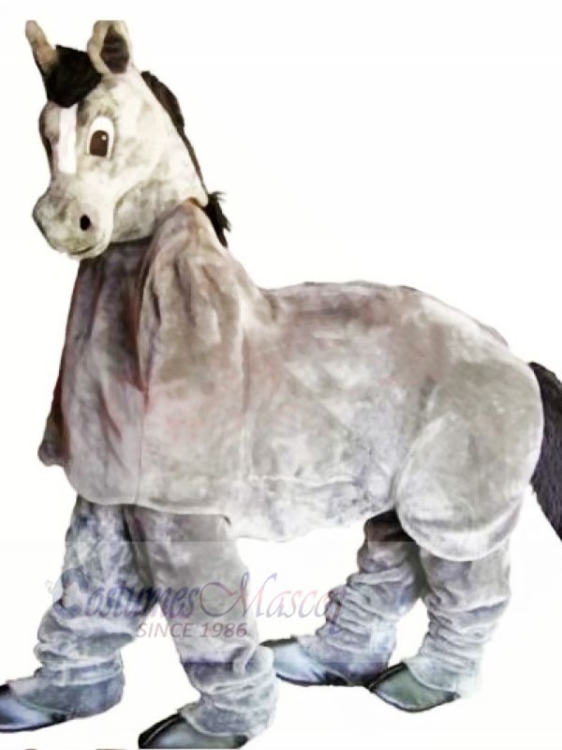 Cute Grey New 2 Person Horse Mascot Costume