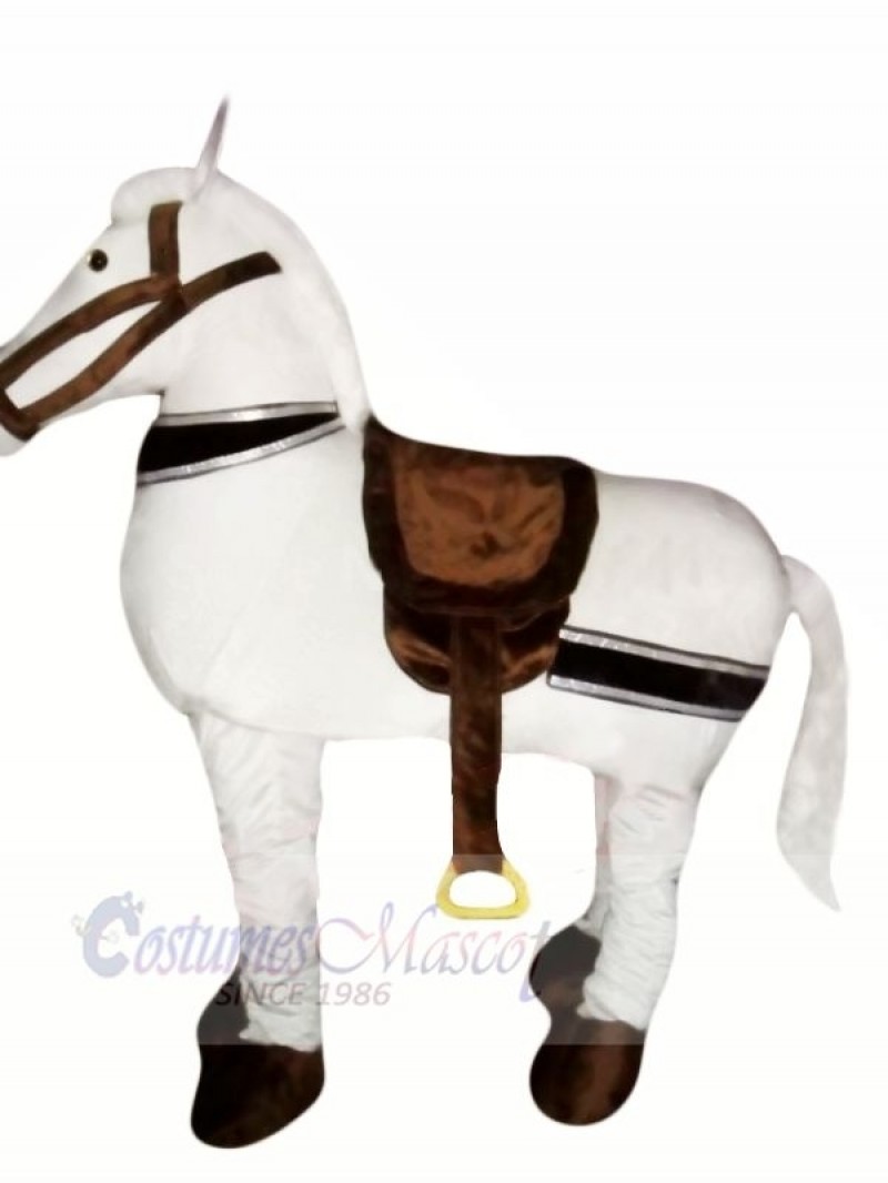 Cute White New 2 Person Horse Mascot Costume