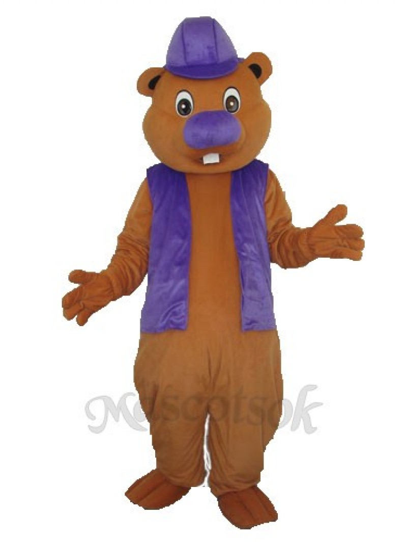 Purple Beaver Mascot Adult Costume