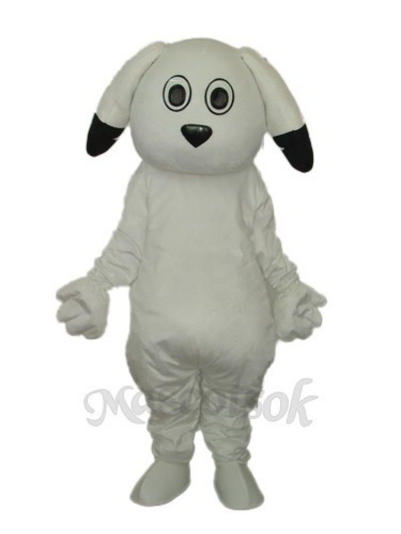 Black Ears White Dog Mascot Adult Costume