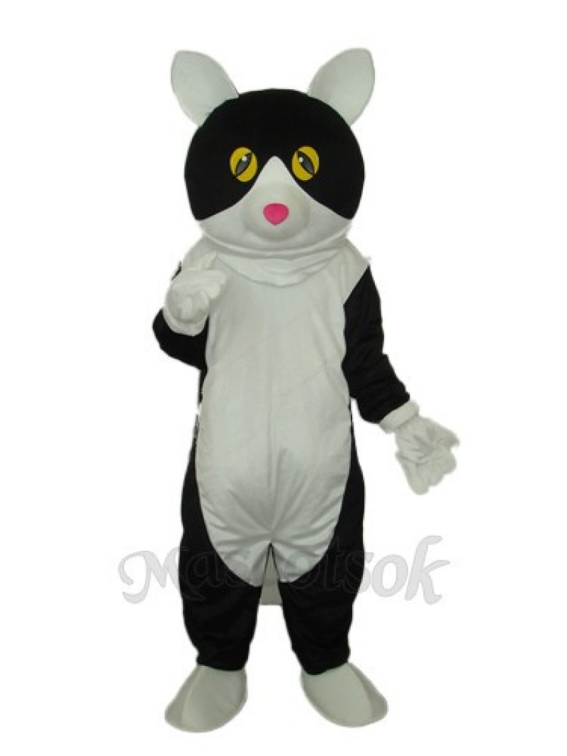 White Belly Black Cat Mascot Adult Costume