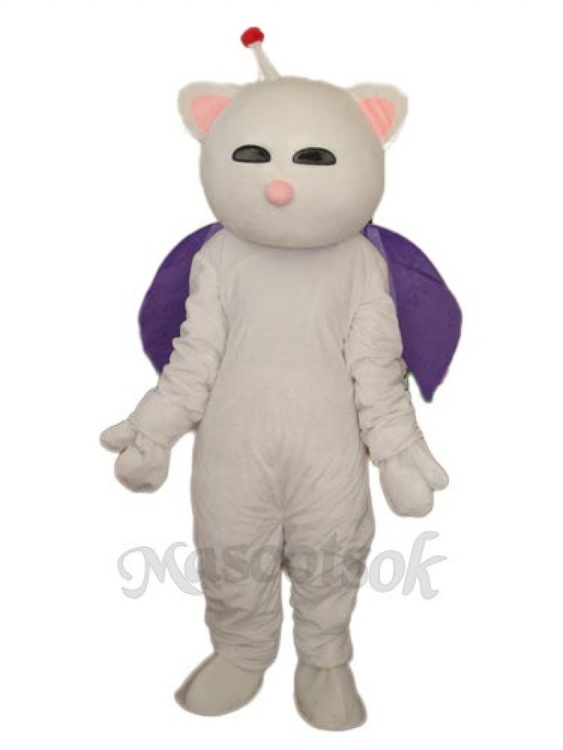 Pink Nose White Cat Mascot Adult Costume