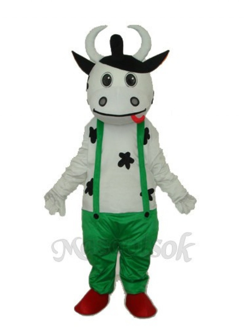 Cow in Green Overall Mascot Adult Costume