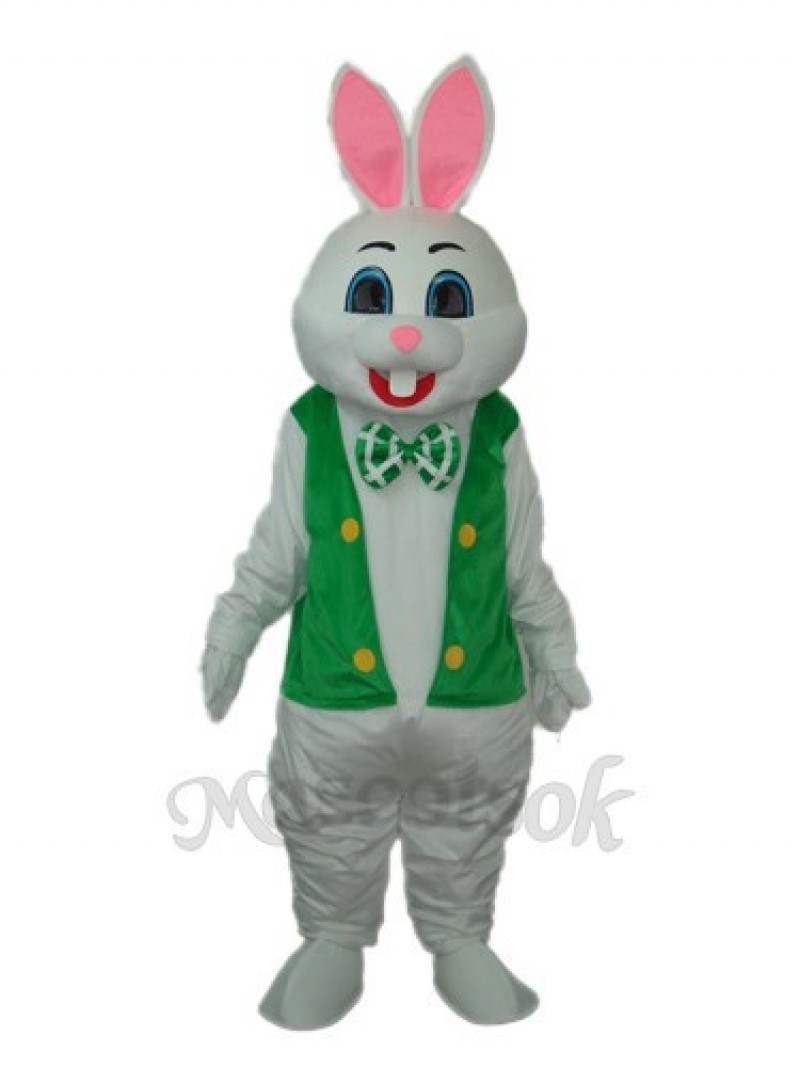 Easter Rabbit with Green Vest Mascot Adult Costume