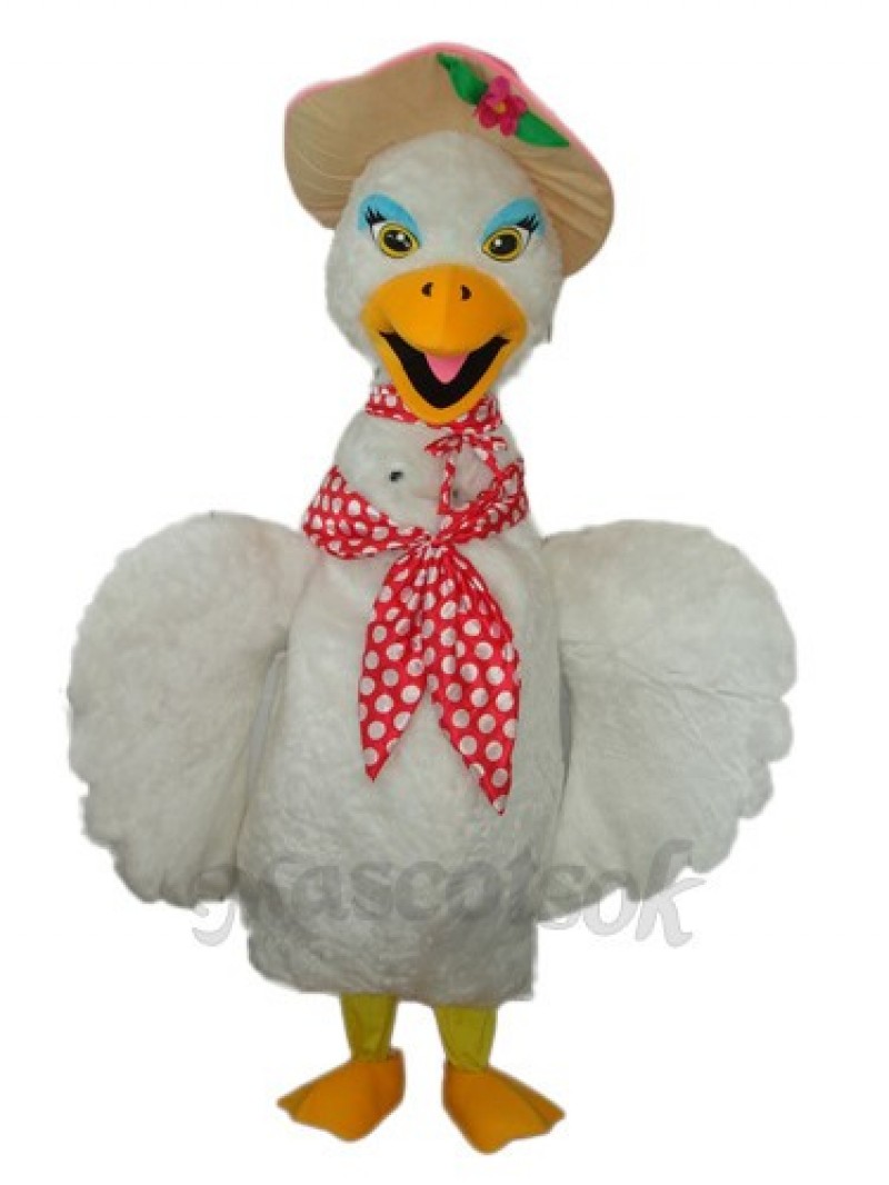 Eyelashes White Swan Mascot Adult Costume