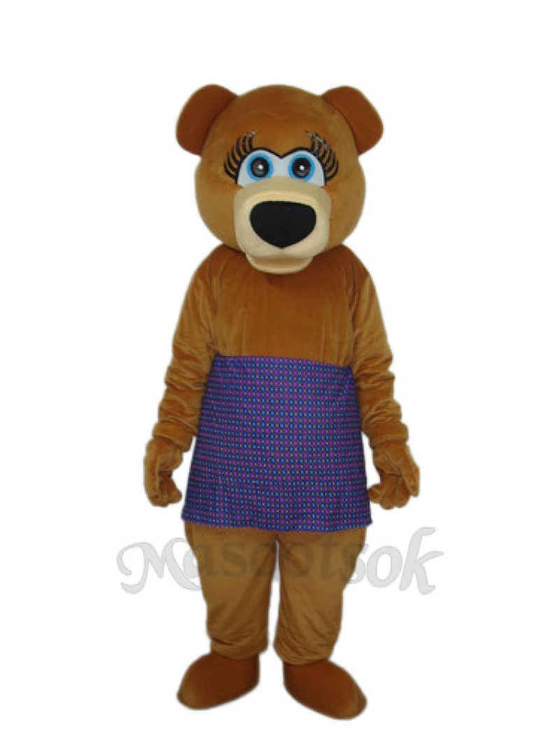 Brown Bear in Purple Skirt Mascot Adult Costume