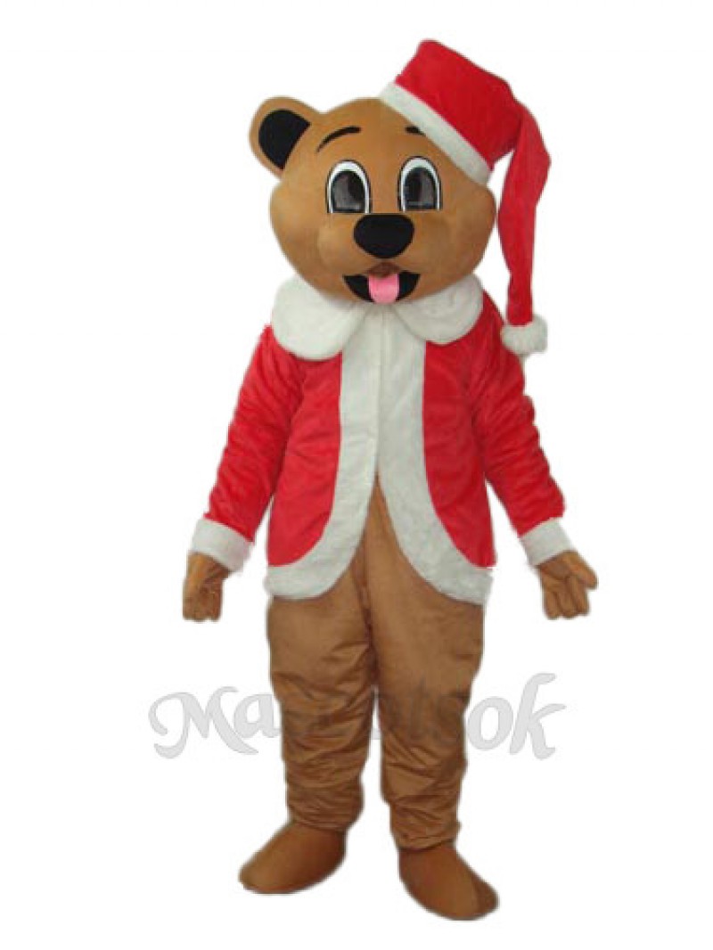 Brown Christmas Bear Mascot Adult Costume