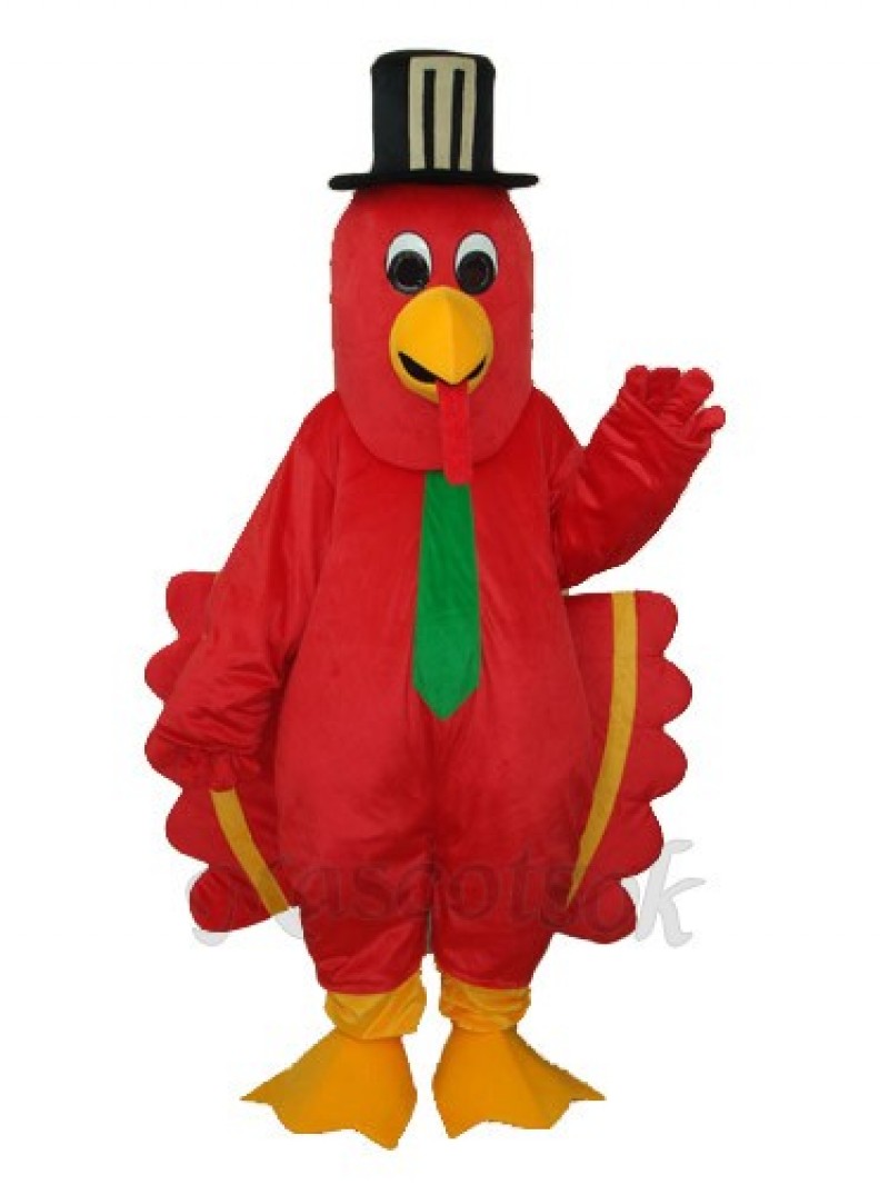 Red Bird with Black Hat Mascot Adult Costume