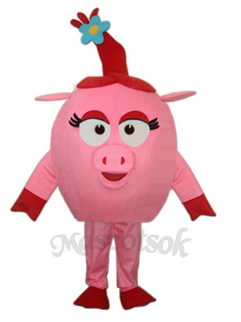 Red Round Pig Mascot Adult Costume