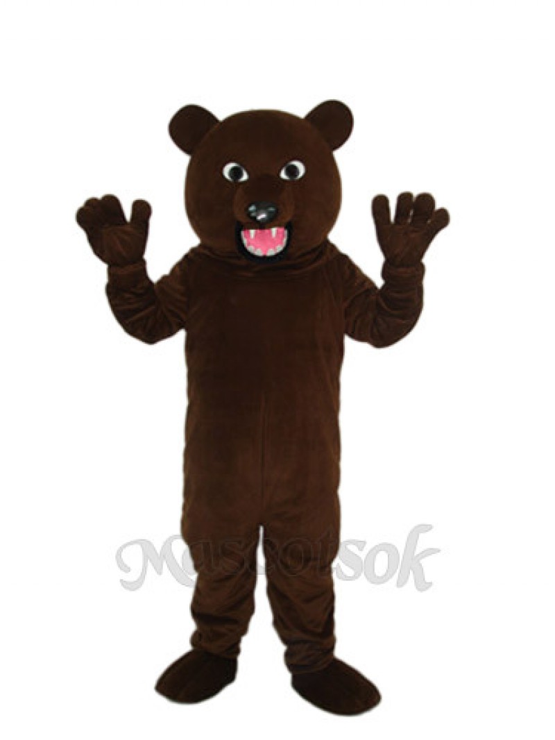 Black Brown Bear with Sharp Tooth Mascot Adult Costume