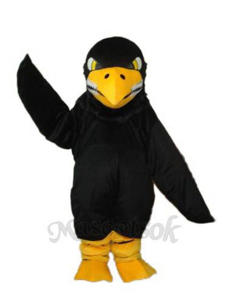 Long Wool Black Eagle Mascot Adult Costume