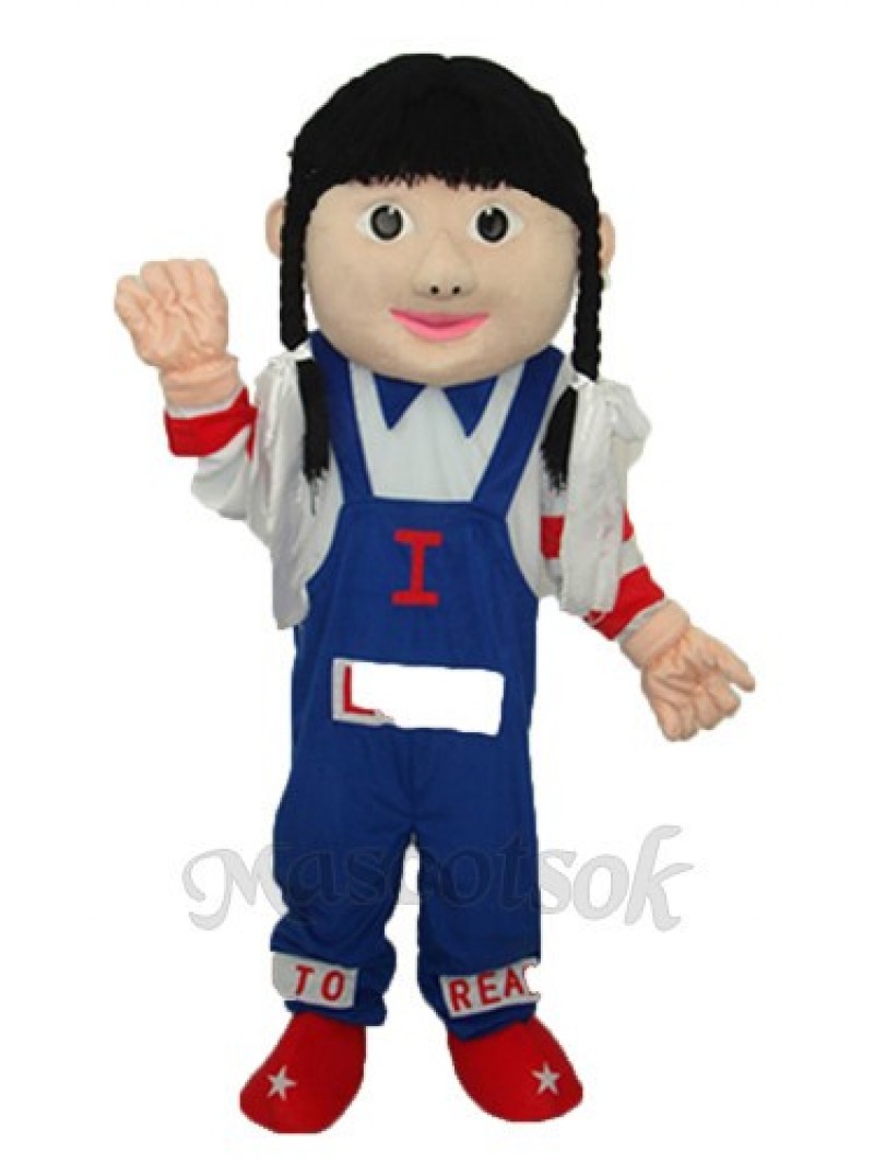 Cowgirl (blue overalls) Mascot Adult Costume