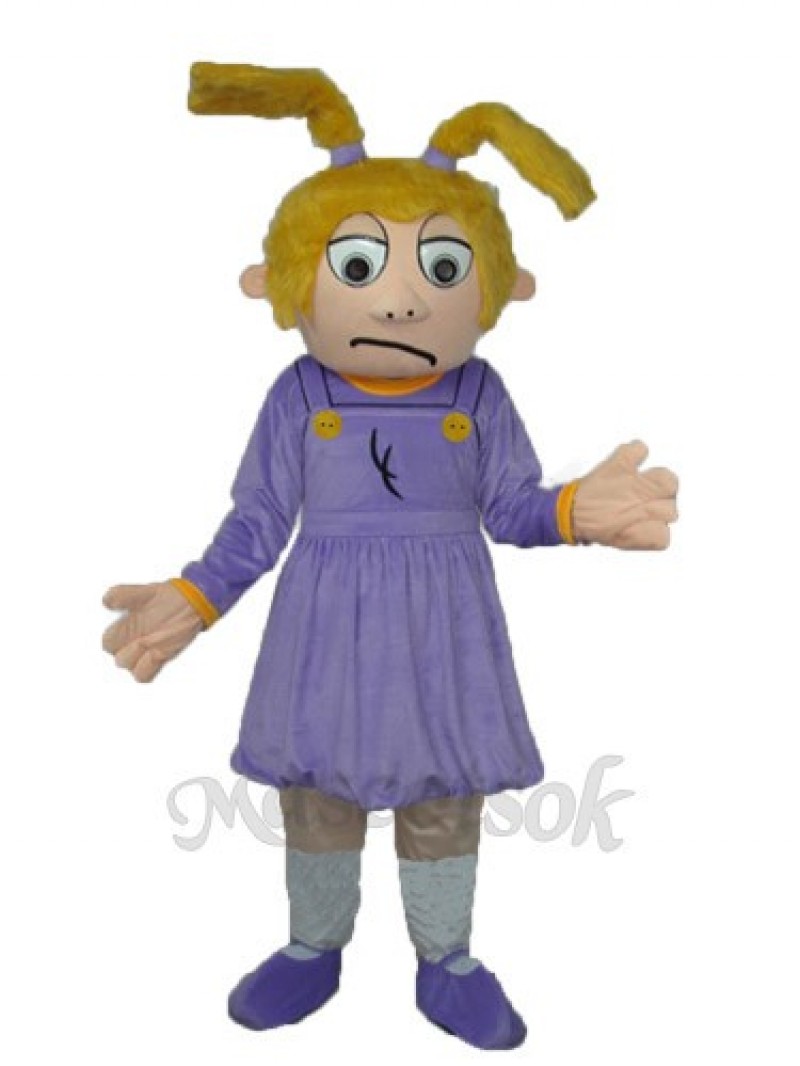 Crying Girl Purple Sad Girl Mascot Adult Costume