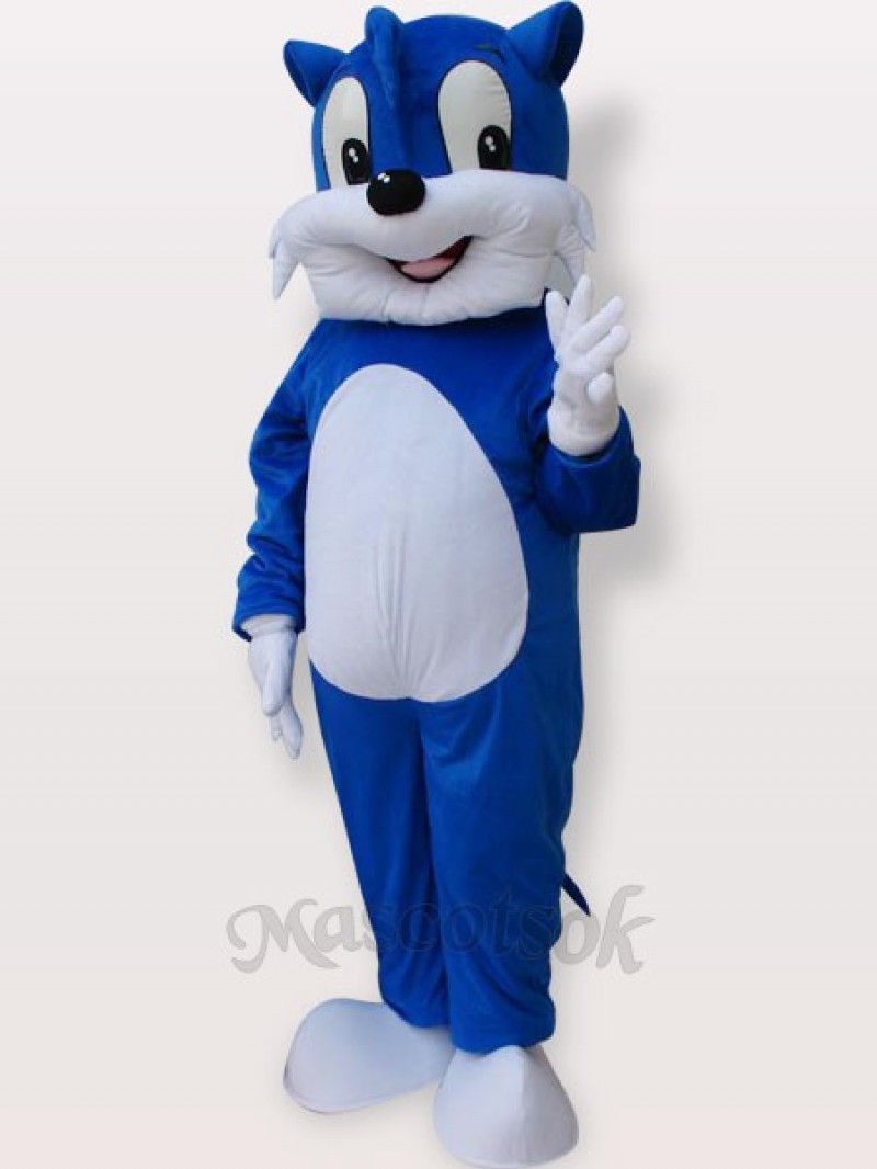 Blue Cat Short Plush Adult Mascot Costume